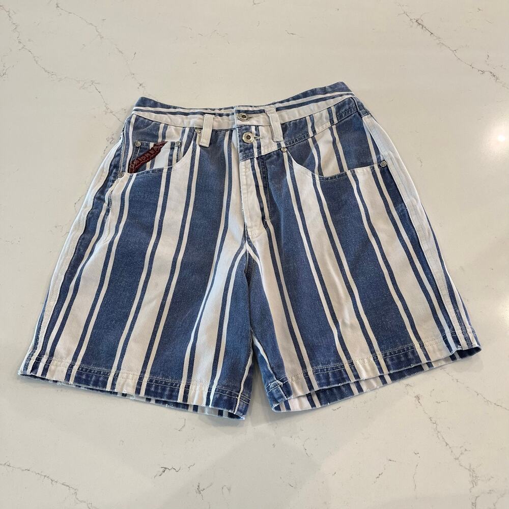 Y2K Vintage Union Bay‎ White and Blue Striped Shorts Size Small